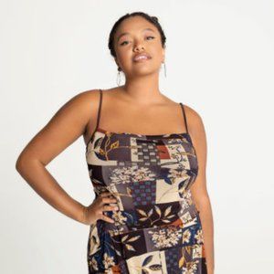 Curve & Plus Floral & Leaf Print Mini Dress